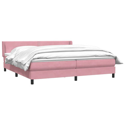 Giroletto a Molle con Materasso Rosa 200x220 cm in Velluto