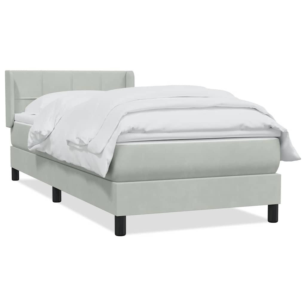 Giroletto a Molle con Materasso Grigio Chiaro 80x210 cm Velluto