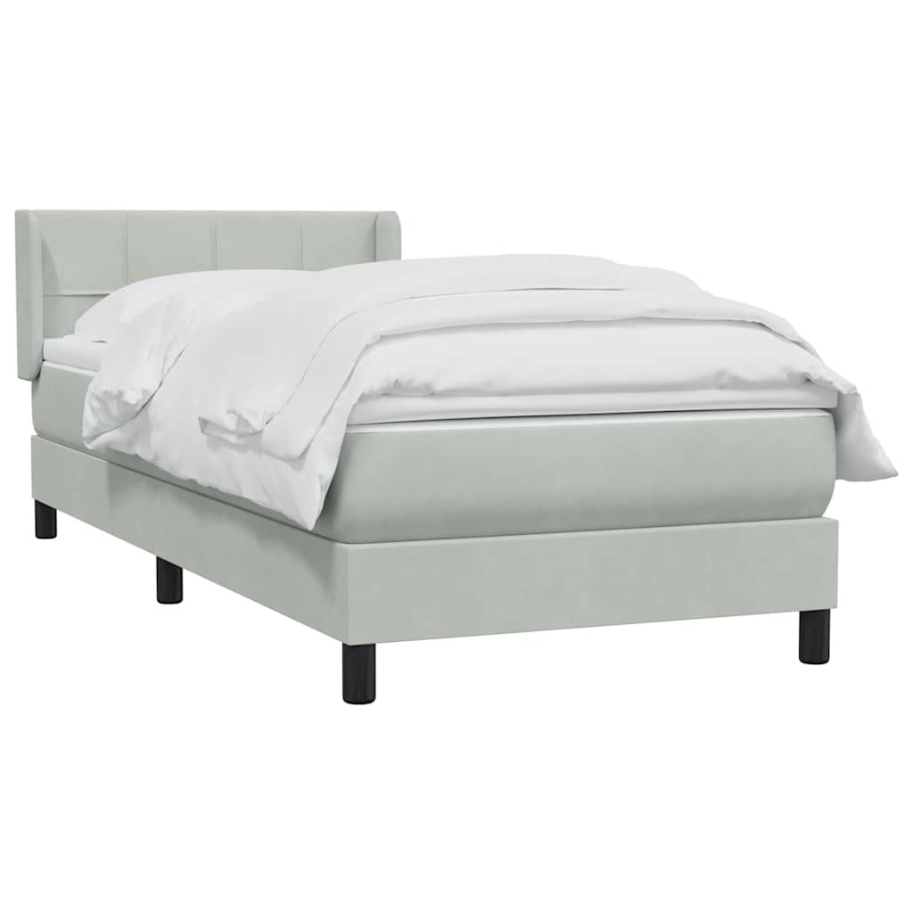 Giroletto a Molle con Materasso Grigio Chiaro 80x210 cm Velluto