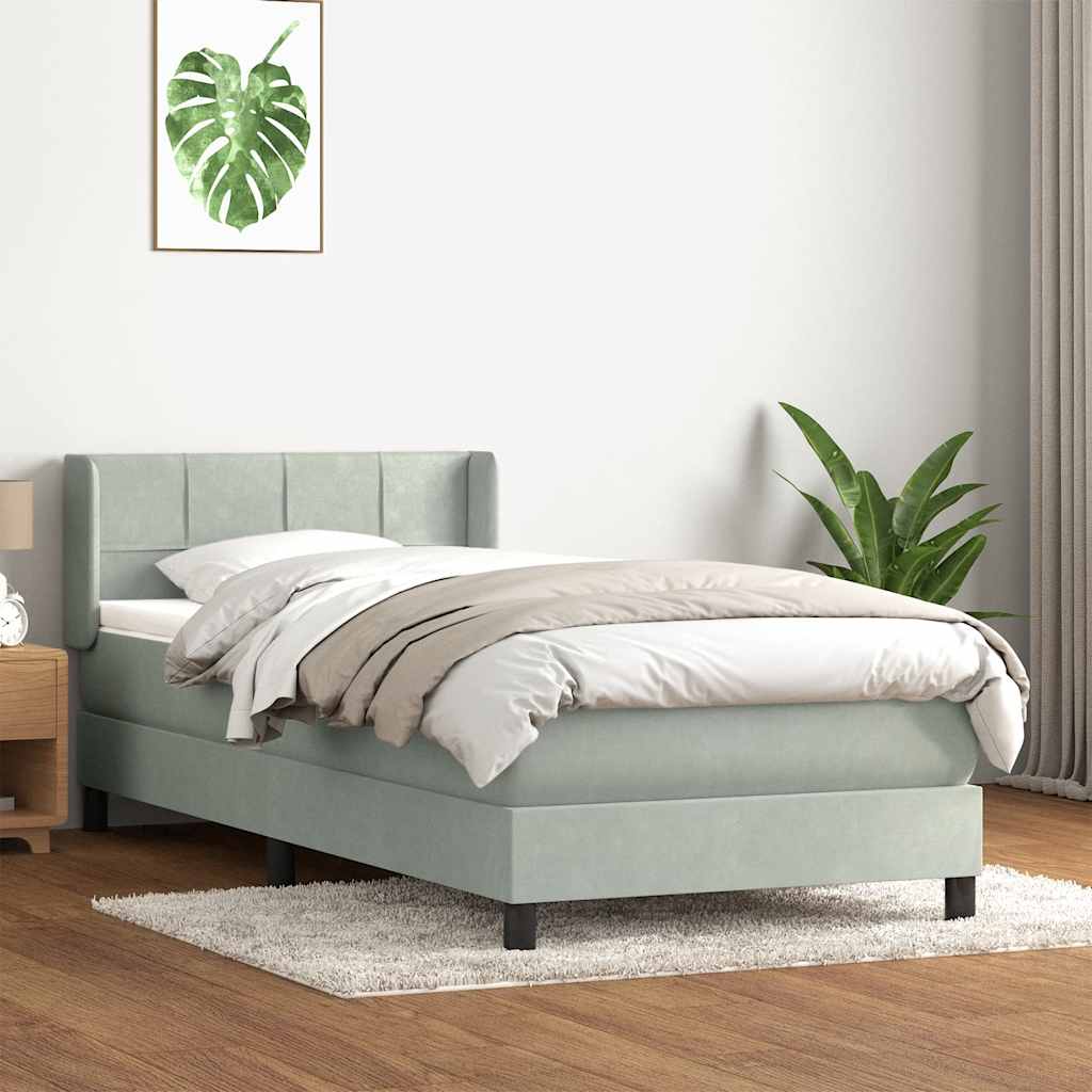 Giroletto a Molle con Materasso Grigio Chiaro 80x210 cm Velluto