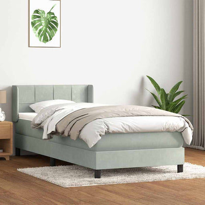Giroletto a Molle con Materasso Grigio Chiaro 80x210 cm Velluto