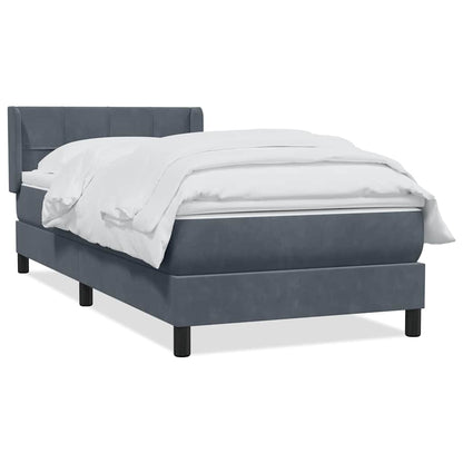 Giroletto a Molle con Materasso Grigio Scuro 80x210 cm Velluto