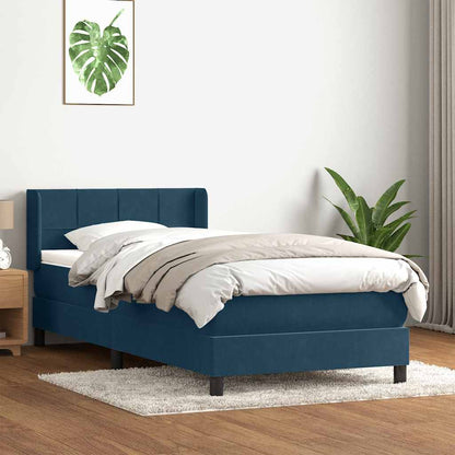 Giroletto a Molle con Materasso Blu Scuro 80x210 cm Velluto