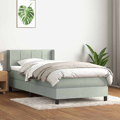 Giroletto a Molle con Materasso grigio chiaro 90x210 cm Velluto