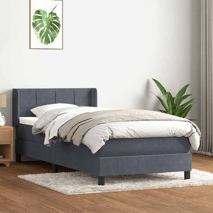 Giroletto a Molle con Materasso Grigio Scuro 90x210 cm Velluto