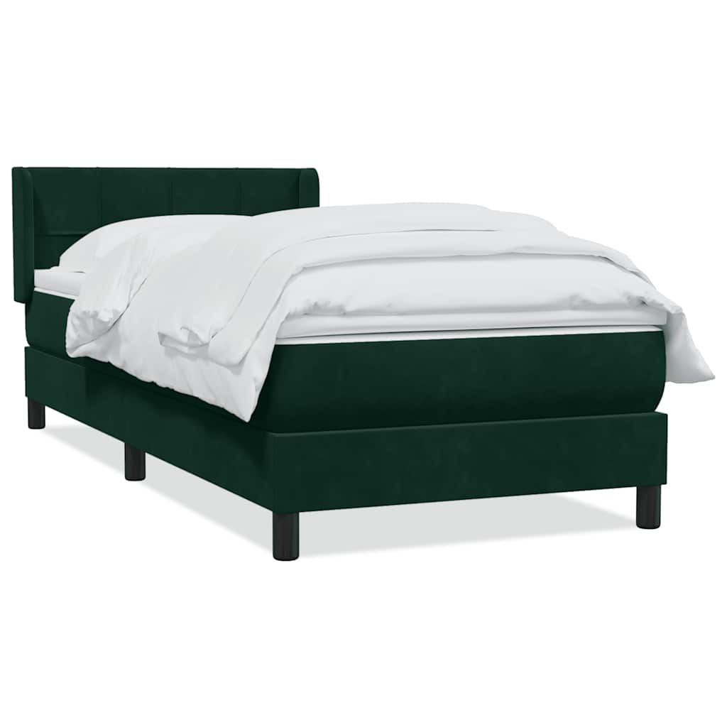 Giroletto a Molle con Materasso Verde Scuro 90x210 cm Velluto