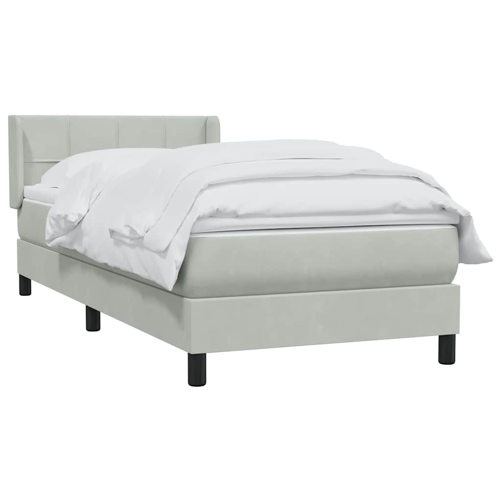 Giroletto a Molle con Materasso Grigio Chiaro 100x210cm Velluto