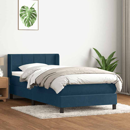 Giroletto a Molle con Materasso Blu Scuro 100x210 cm in Velluto