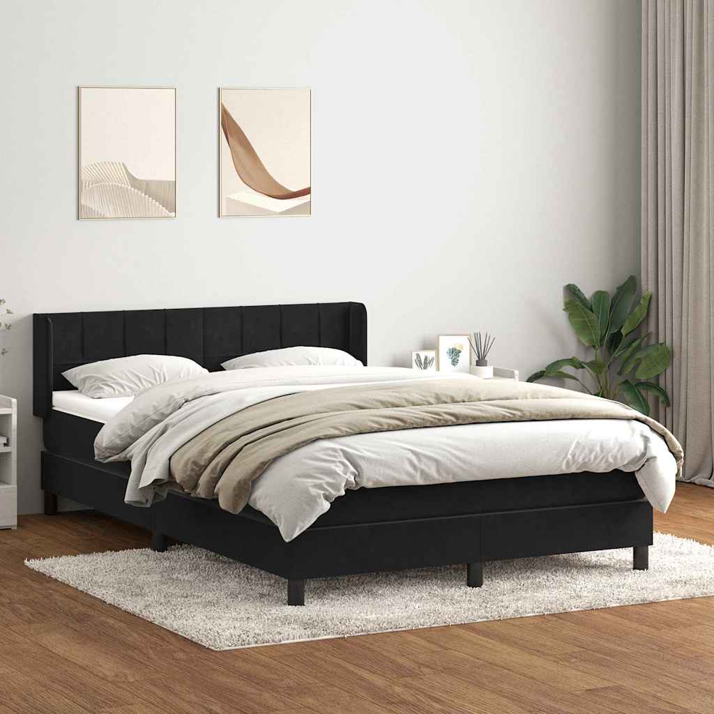 Giroletto a Molle con Materasso Nero 140x210 cm in Velluto