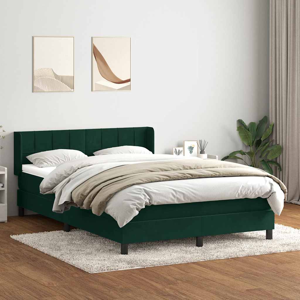 Giroletto a Molle con Materasso Verde Scuro 160x210 cm Velluto