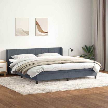 Giroletto a Molle con Materasso Grigio Scuro 180x210 cm Velluto