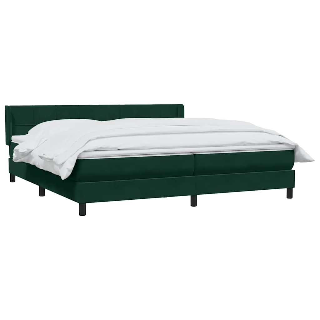 Giroletto a Molle con Materasso Verde Scuro 180x210 cm Velluto