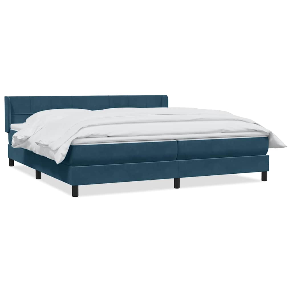 Giroletto a Molle con Materasso Blu Scuro 180x210 cm in Velluto