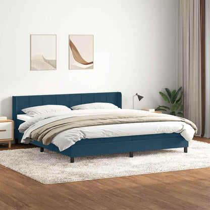 Giroletto a Molle con Materasso Blu Scuro 180x210 cm in Velluto