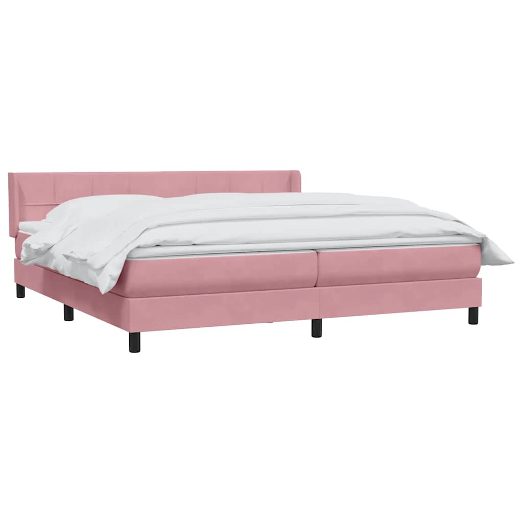 Giroletto a Molle con Materasso Rosa 180x210 cm in Velluto