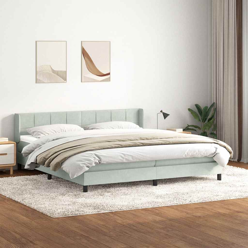 Giroletto a Molle con Materasso Grigio Chiaro 200x210cm Velluto