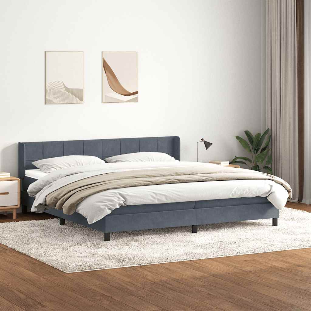 Giroletto a Molle con Materasso Grigio Scuro 200x210 cm Velluto
