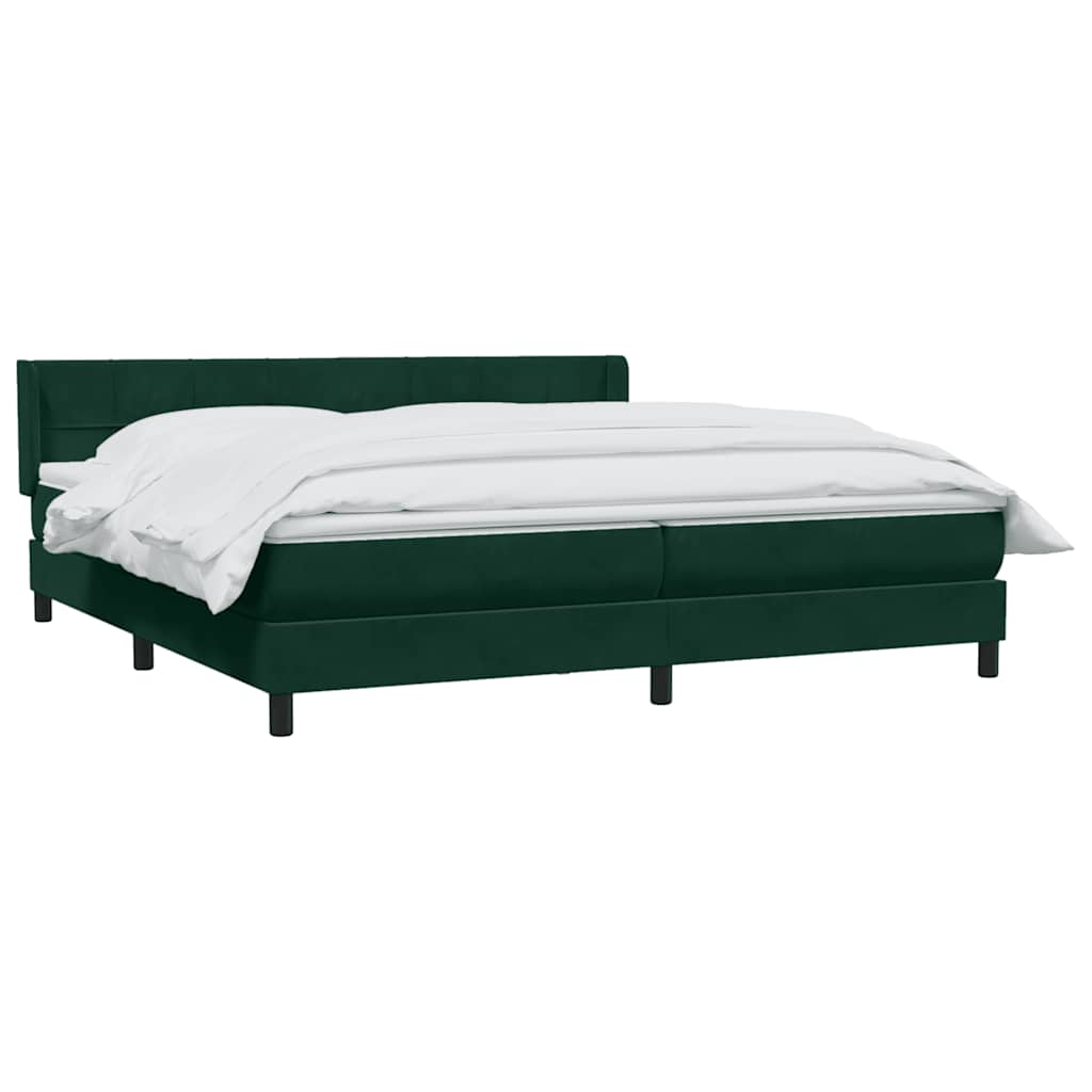 Giroletto a Molle con Materasso Verde Scuro 200x210 cm Velluto