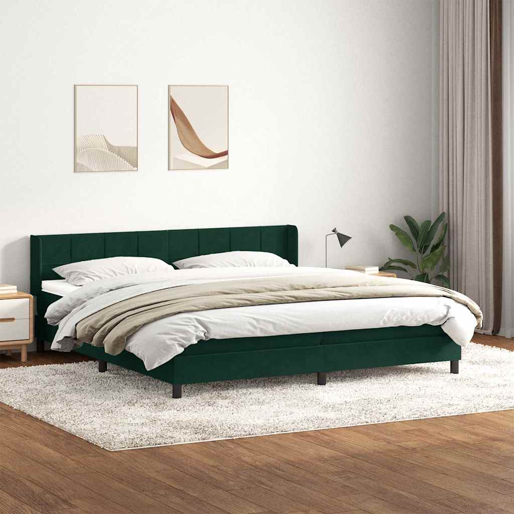 Giroletto a Molle con Materasso Verde Scuro 200x210 cm Velluto