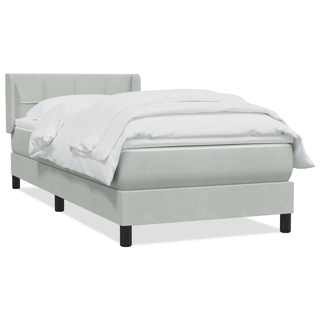 Giroletto a Molle con Materasso Grigio Chiaro 80x220 cm Velluto