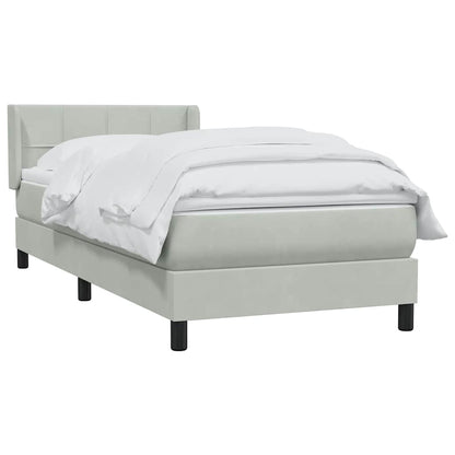 Giroletto a Molle con Materasso Grigio Chiaro 80x220 cm Velluto