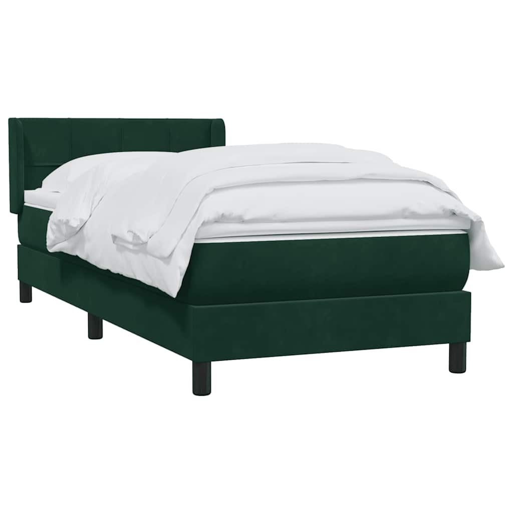 Giroletto a Molle con Materasso Verde Scuro 80x220 cm Velluto