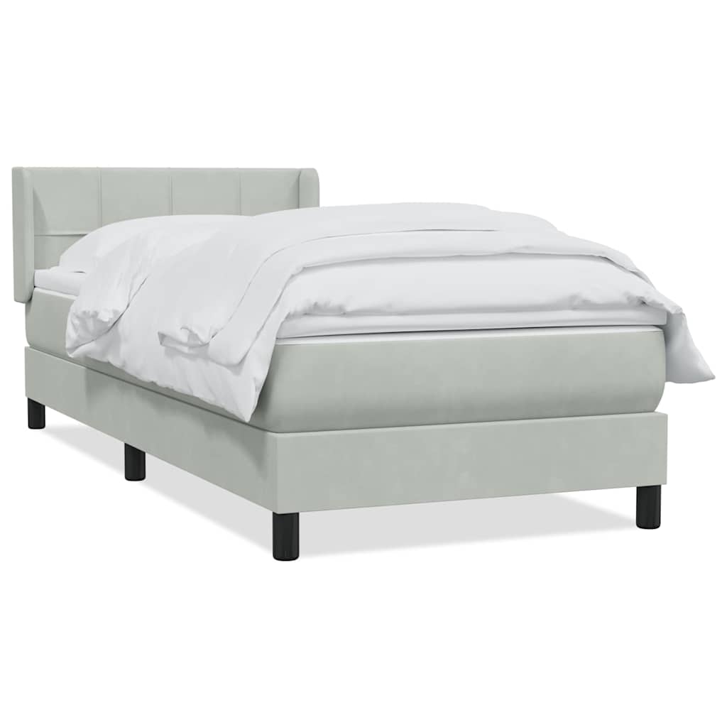 Giroletto a Molle con Materasso Grigio Chiaro 90x220 cm Velluto