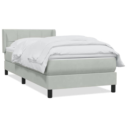 Giroletto a Molle con Materasso Grigio Chiaro 90x220 cm Velluto