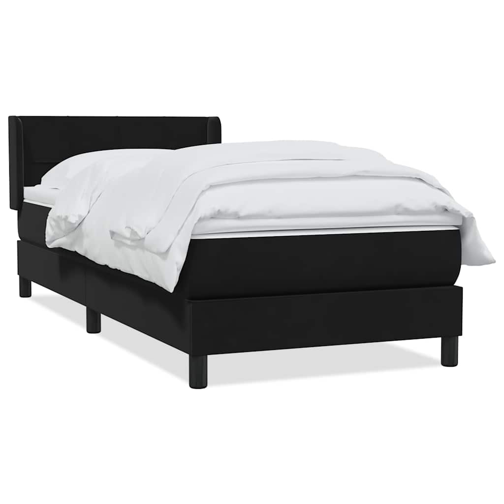Giroletto a Molle con Materasso Nero 90x220 cm in Velluto