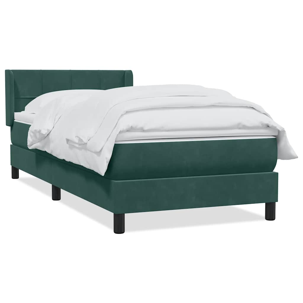 Giroletto a Molle con Materasso Verde Scuro 90x220 cm Velluto