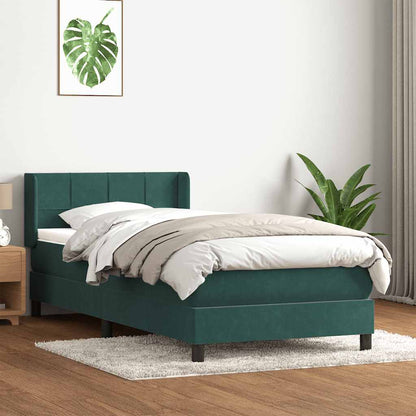 Giroletto a Molle con Materasso Verde Scuro 90x220 cm Velluto