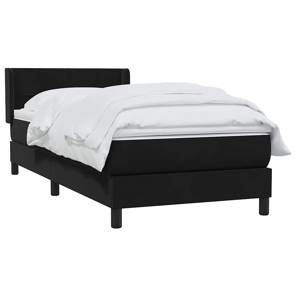 Giroletto a Molle con Materasso Nero 100x220 cm in Velluto