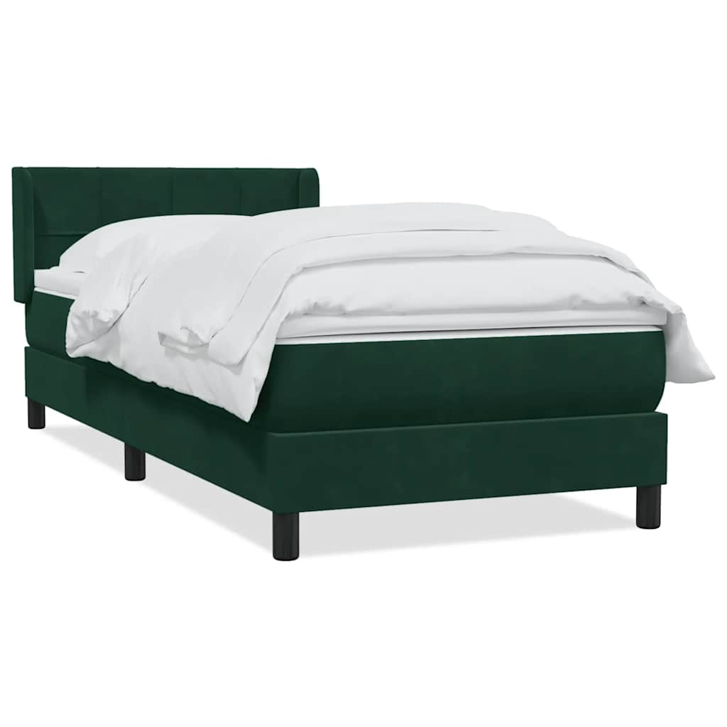 Giroletto a Molle con Materasso Verde Scuro 100x220 cm Velluto