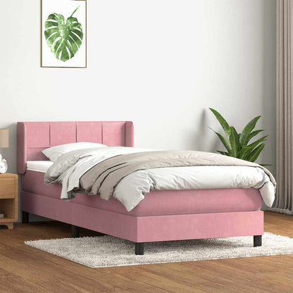 Giroletto a Molle con Materasso Rosa 100x220 cm in Velluto