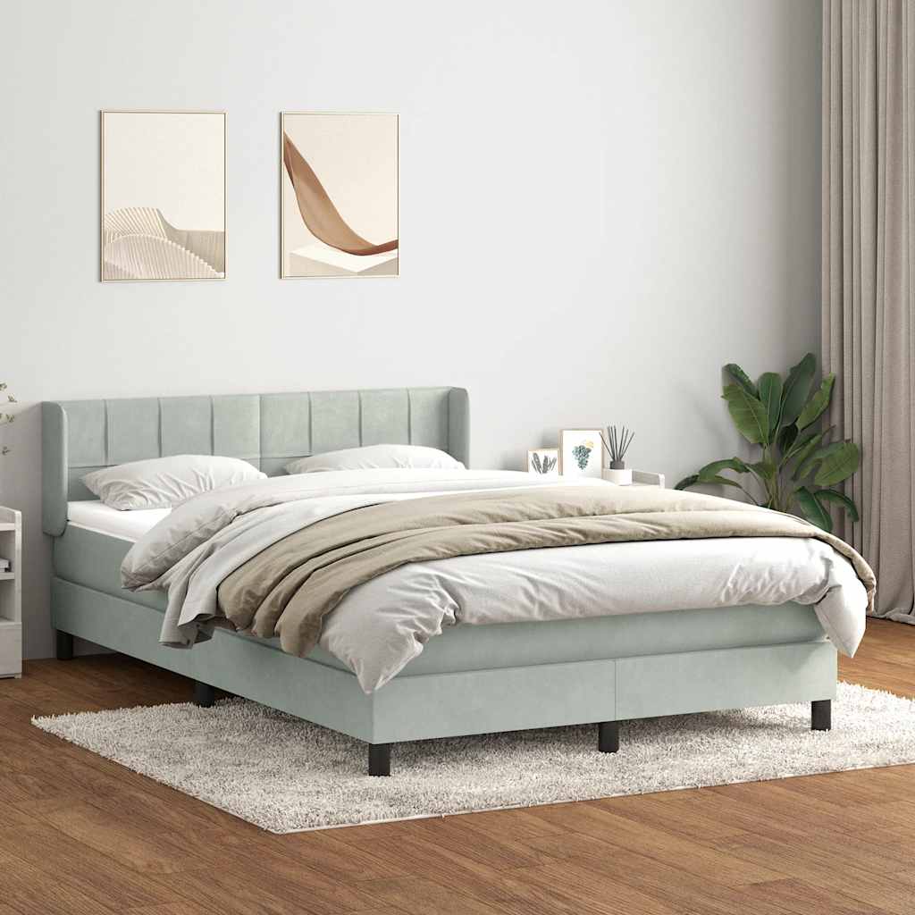 Giroletto a Molle con Materasso Grigio Chiaro 140x220cm Velluto