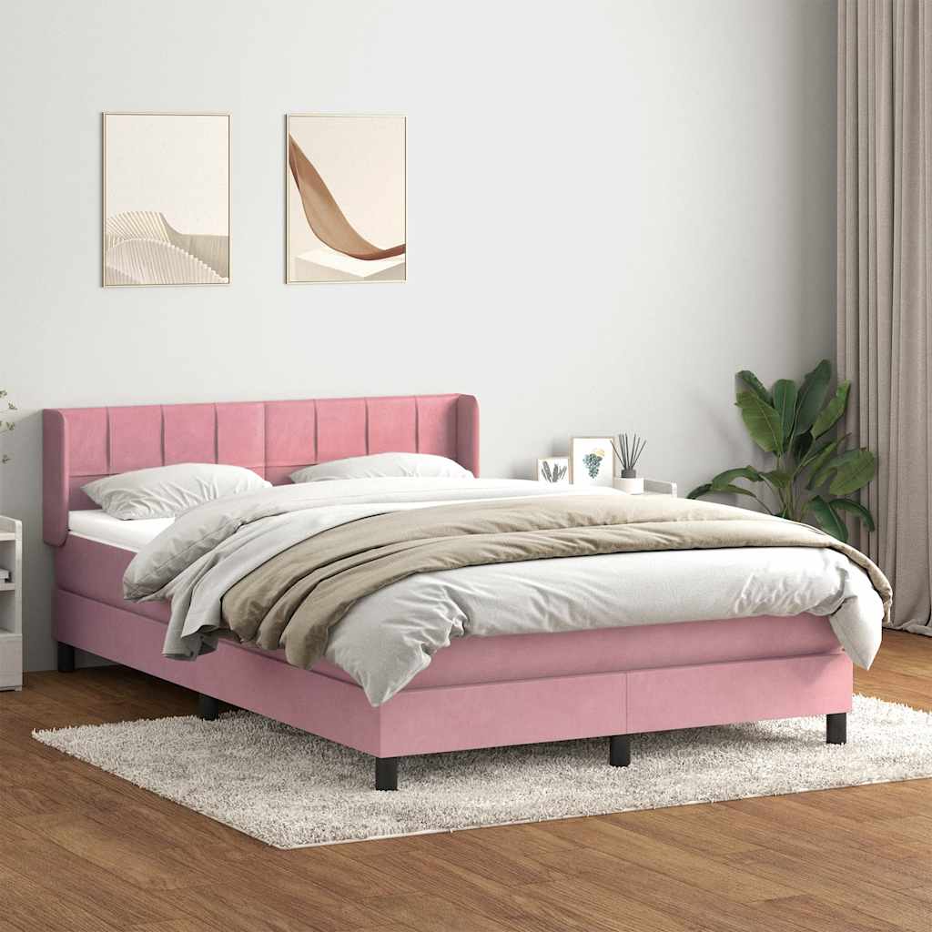 Giroletto a Molle con Materasso Rosa 160x220 cm in Velluto
