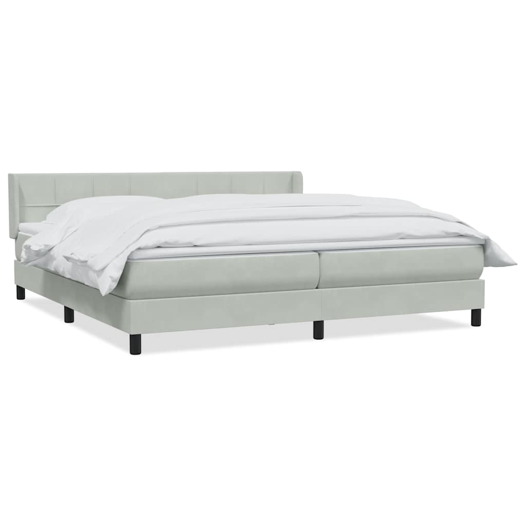 Giroletto a Molle con Materasso Grigio Chiaro 180x220cm Velluto