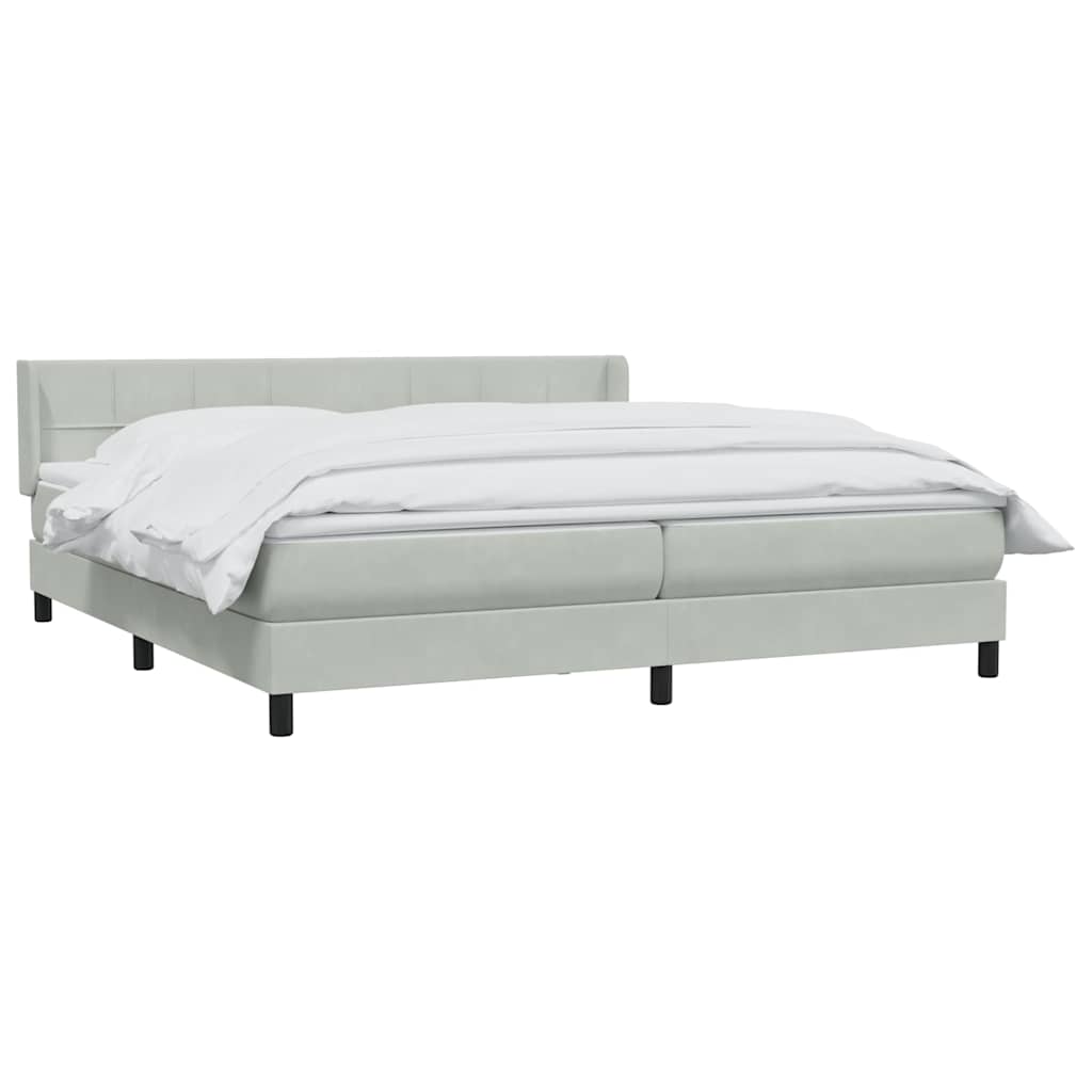Giroletto a Molle con Materasso Grigio Chiaro 180x220cm Velluto