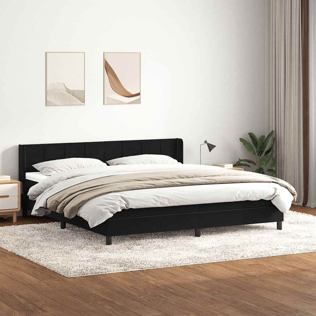 Giroletto a Molle con Materasso Nero 180x220 cm in Velluto