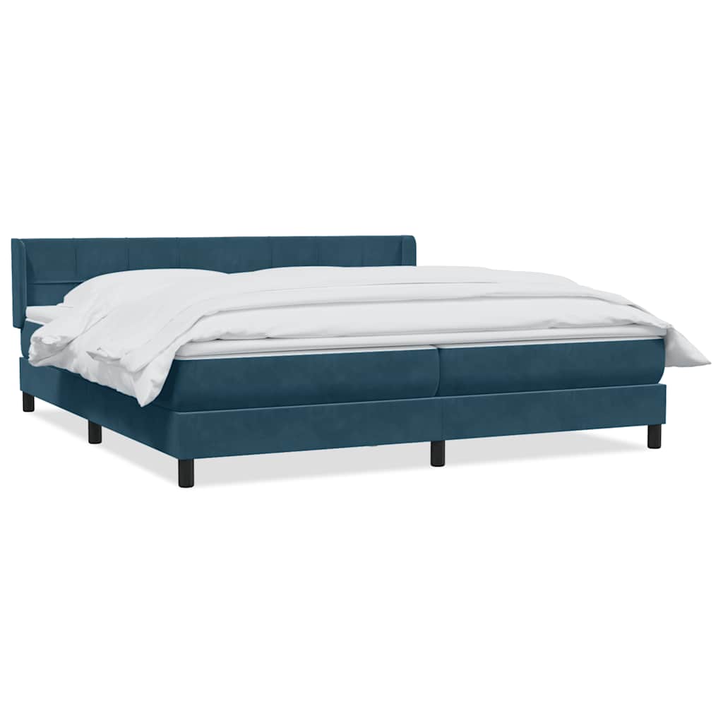 Giroletto a Molle con Materasso Blu Scuro 180x220 cm Velluto