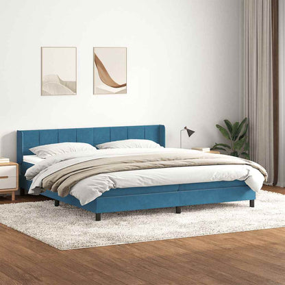 Giroletto a Molle con Materasso Blu Scuro 180x220 cm Velluto