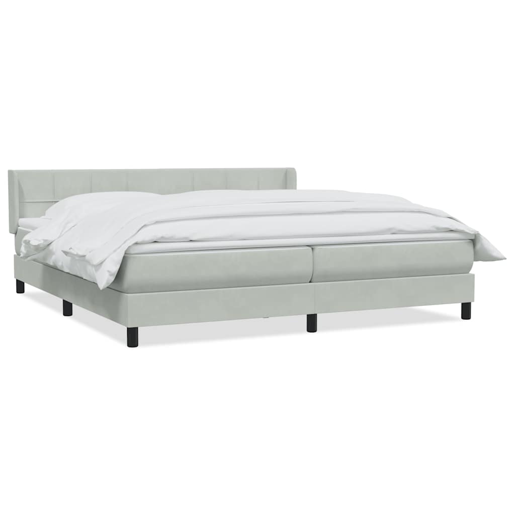 Giroletto a Molle con Materasso Grigio Chiaro 200x220cm Velluto