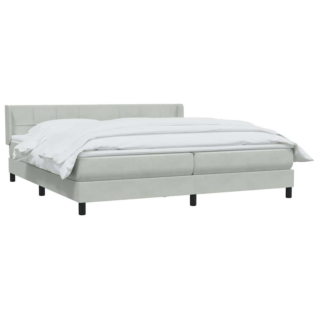Giroletto a Molle con Materasso Grigio Chiaro 200x220cm Velluto