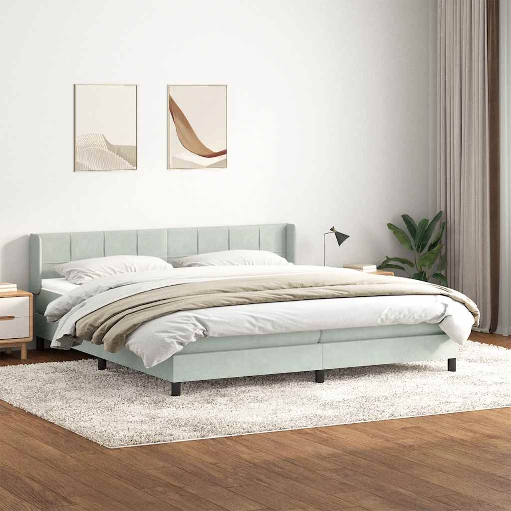 Giroletto a Molle con Materasso Grigio Chiaro 200x220cm Velluto