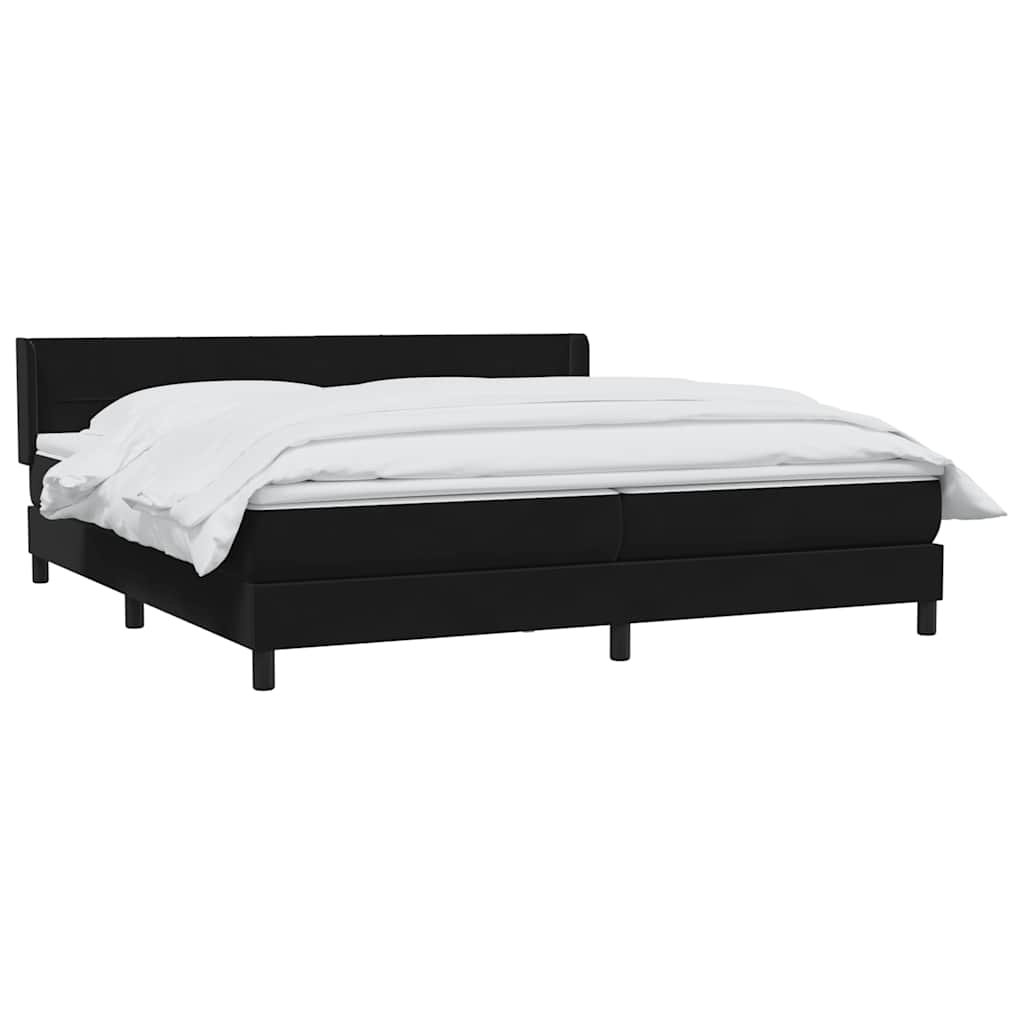 Giroletto a Molle con Materasso Nero 200x220 cm in Velluto