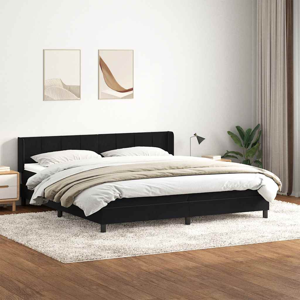 Giroletto a Molle con Materasso Nero 200x220 cm in Velluto