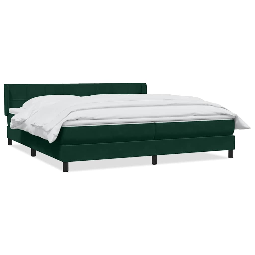 Giroletto a Molle con Materasso Verde Scuro 200x220 cm Velluto