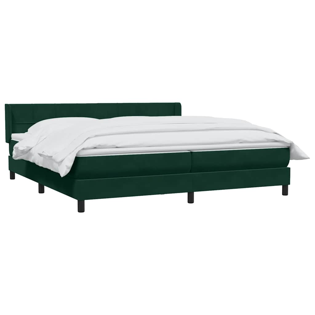 Giroletto a Molle con Materasso Verde Scuro 200x220 cm Velluto