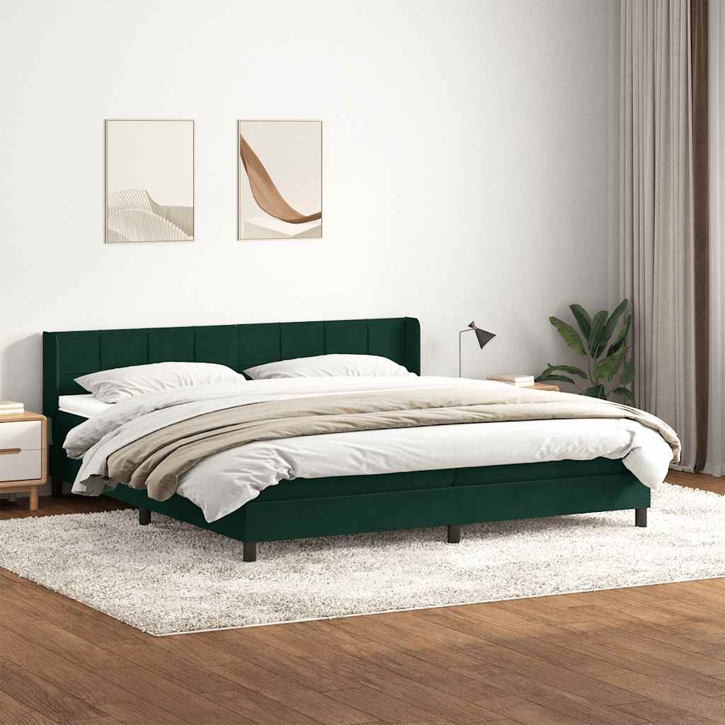 Giroletto a Molle con Materasso Verde Scuro 200x220 cm Velluto