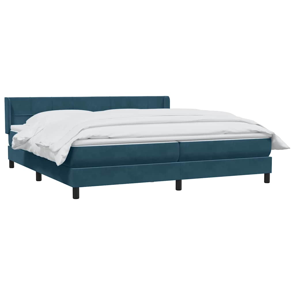 Giroletto a Molle con Materasso Blu Scuro 200x220 cm in Velluto